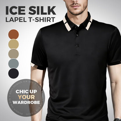 🔥Today 48% off🔥Men's Stretch Ice Silk Short Sleeve Lapel T-shirt