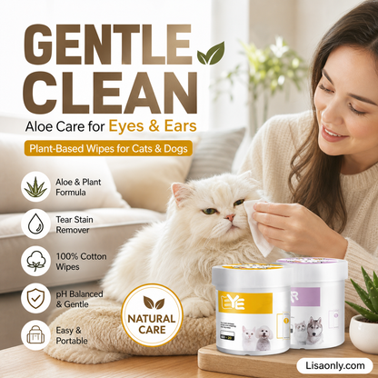 Natural Plant-Based Cleaning Wipes for Pet Eyes and Ears