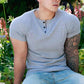 Men's T shirt Tee Henley Shirt Tee Solid Color Outdoor Daily Short Sleeve Button-Down