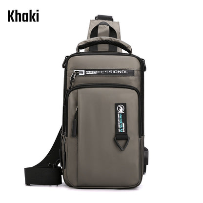 Men's Sling Bag Backpack with USB Charging Port