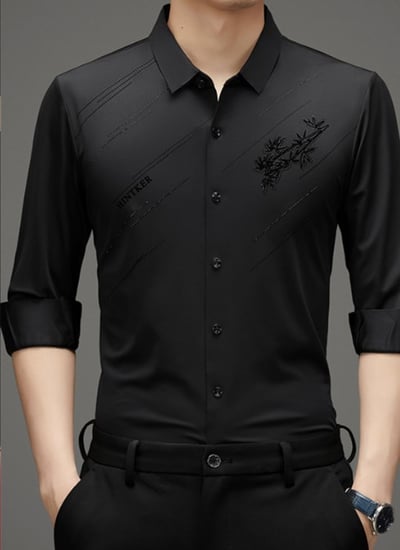 Men's Warm Anti-wrinkle Non-iron High Elasticity Padded Lined Shirt