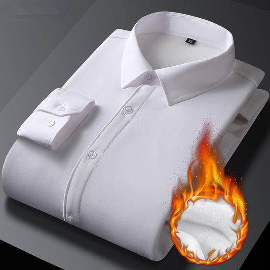 Fleece Stretch Business Shirt For Men