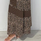 Women's Leopard Print Tie Neck Sleeveless Long Dresses