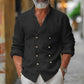 Men’s Casual Double-Breasted Cotton-Linen Cardigan