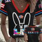 Women's Bunny Football Music Lover Printed T-shirt