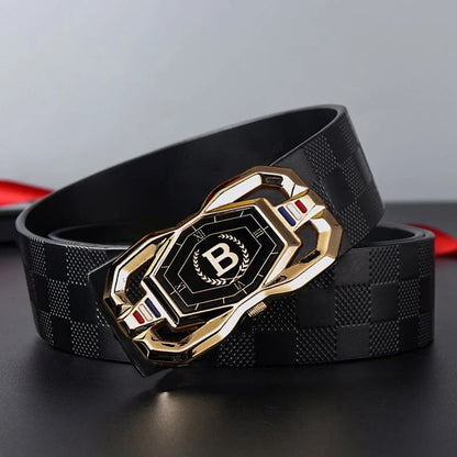 📢📢50% OFF !! ⏰Leather belt for men with elegant crocodile leather pattern, with automatic buckle and made of cowhide.