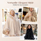 Elegant Faux Fur Trim Hooded Cape Shawl
