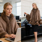 Elegant Faux Fur Trim Hooded Cape Shawl