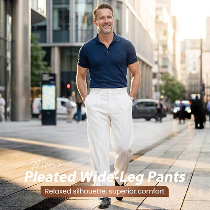 💎 60% OFF! 💎 Men’s Casual Pleated Wide-Leg Pants – Breathable Polyester, Modern Silhouette & Functional Pockets 👖✨