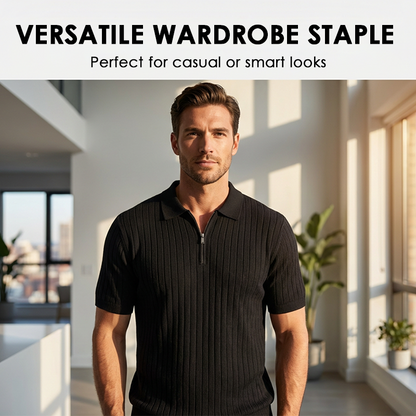 Men's Short Sleeve Knit Lapel T-Shirt