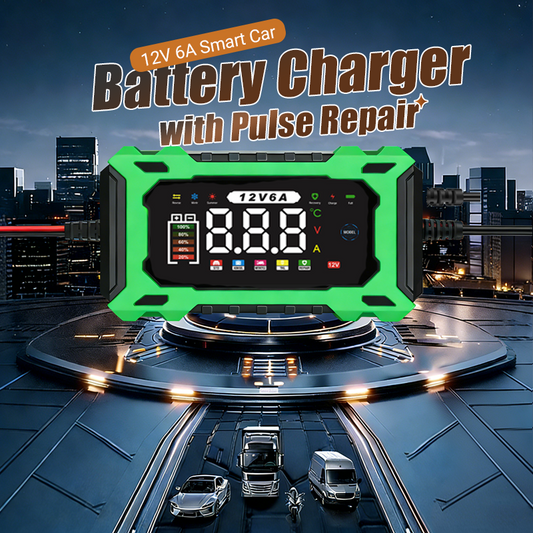 ⏰🔥LIMITED TIME 50% OFF! ⚡ 12V 6A Smart Car Battery Charger with Pulse Repair – Fast, Safe & Extend Battery Life 🚗🔋✨