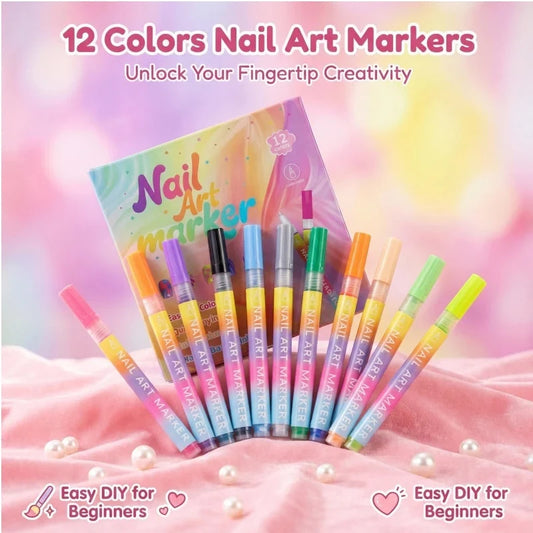 🖌️12-Färgers Nagelärt Markerpennset 🔥Köp mer Spara mer🎁