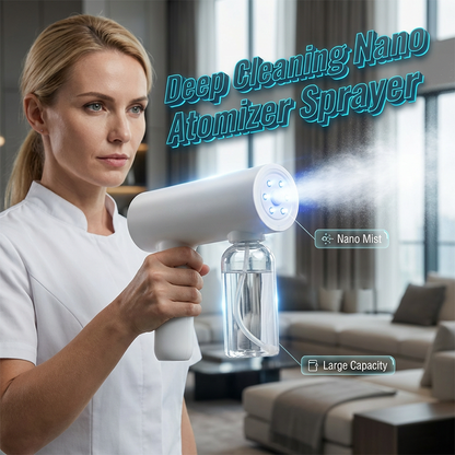 🔫 50% RABATT NU!✨ Sladdlös Nano Atomizer Desinfektionsspruta – Blåljus & 3 Lägen – Ytdesinfektion 🛡️