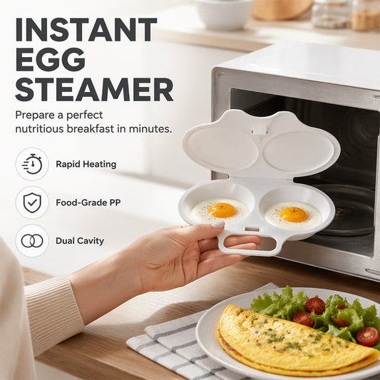 🍳Tidsbegränsad 50% rabatt! ♨️ Mikrovågsäggpocherare med lock och handtag, lätt att ta ut och rengöra🥚