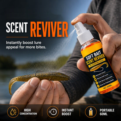 🎣 Soft Bait Scent Booster Spray High‑Concentration Fishing Lure Scent Reviver, Portable Instant Attractant Spray for Fresh & Saltwater Soft Baits