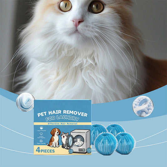 🐾50% OFF NOW! Reusable Pet Hair Remover Laundry Balls, 4‑Pack Washing Machine Hair Catcher, Effective Lint & Fur Trapper for Dog Cat Pet Hair on Clothing & Bedding