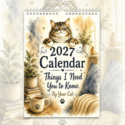 🐱🔥 50 % RABATT! 2027 A Cats Life väggkalender – söta kattbilder för varje månad, stort datumrutnät, helgdagar markerade, tjockt papper, inredningsdetalj för hemmet och kontoret som kan hängas var som helst ✨