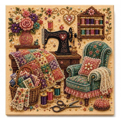 💎 50 % RABATT NU! 🎨 3D-diamond painting-set med mysiga hobbyrum – koppla av & skapa i sex motiv 🧘
