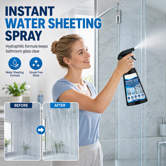 🚿✨ Snabbtorkande spray för duschglas – effektiv rengöring med medföljande duk för ett skinande resultat 💧